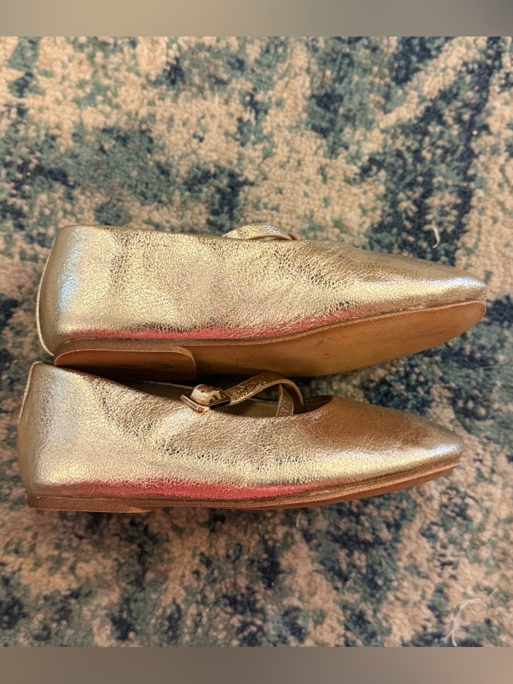Zara Kids Gold Metallic Mary Jane Flats Size US 7 (EU 23) Toddler Ballet Shoes - Picture 6 of 7